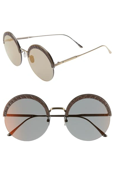 Shop Bottega Veneta 60mm Rimless Round Sunglasses In Gold/ Black