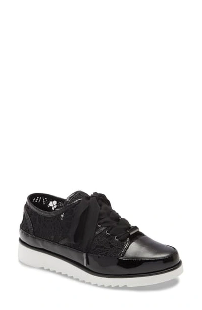 Shop Donald Pliner Flipp Mixed Media Sneaker In Black Fabric