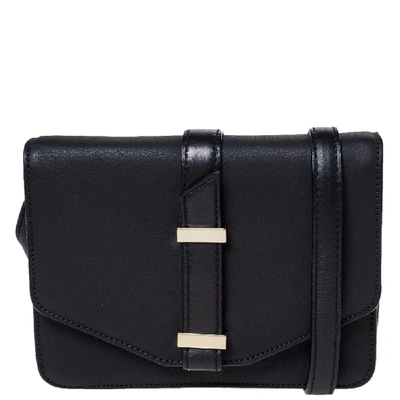 Pre-owned Victoria Beckham Black Leather Buckle Flap Crossbody Bag