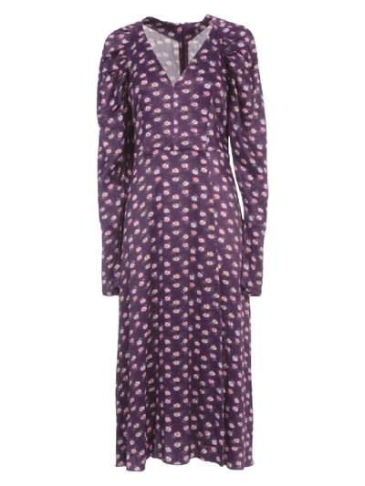Shop Rotate Birger Christensen Clair L/s Long Dress In Purple