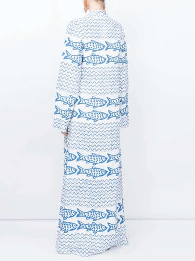 Shop Rebeccaderavenel Fish Print Maxi Dress White