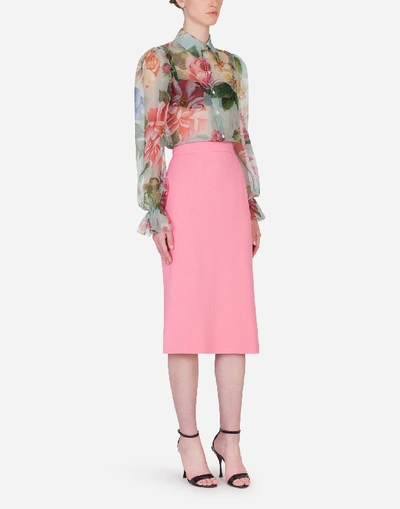 Shop Dolce & Gabbana Cady Pencil Skirt In Pink