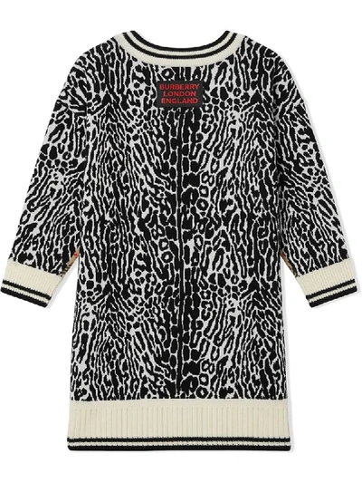 Shop Burberry Check Leopard Print Dress In Black