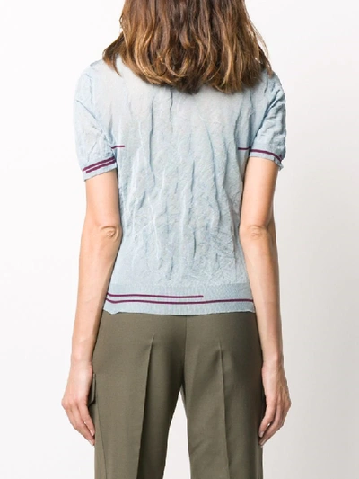 Shop Maison Margiela Poloshirt In Knitteroptik In Blue