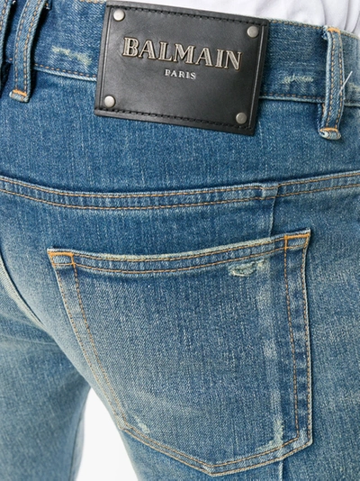 Shop Balmain Distressed Skinny Jeans