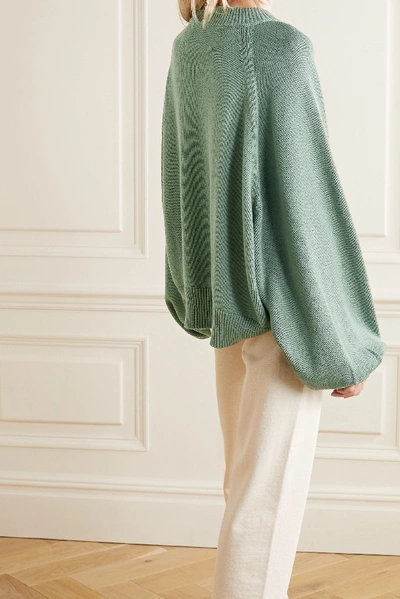 Shop I Love Mr Mittens Oversized Cotton Sweater In Green