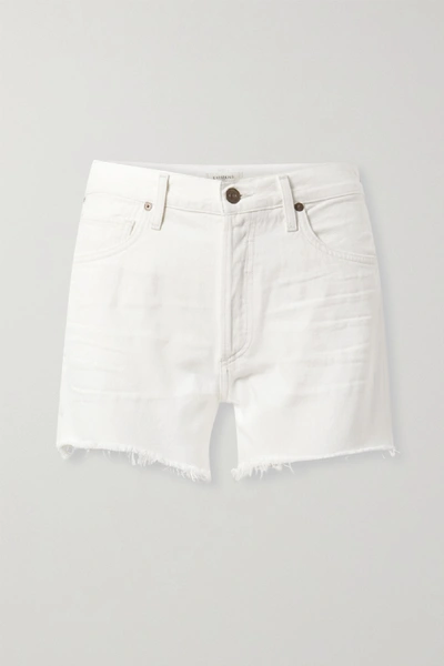 Shop Citizens Of Humanity Marlow Distressed Organic Denim Shorts In White