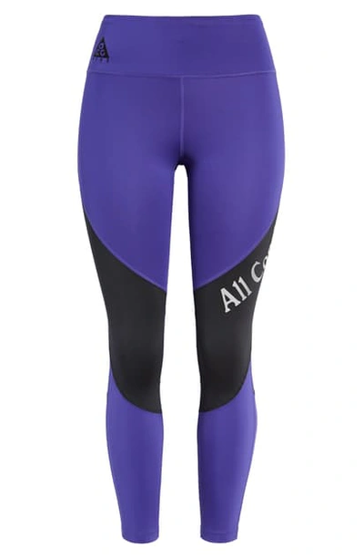 Shop Nike Acg Tights In Fusion Violet/ Black/ White