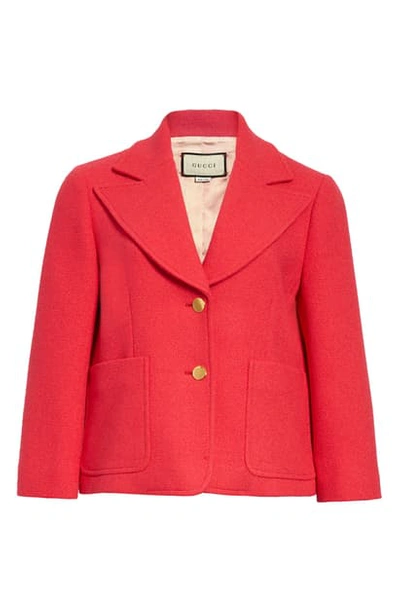 Shop Gucci Wool Blend Tweed Jacket In Bright Pink