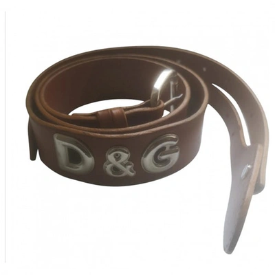 Pre-owned Dolce & Gabbana Beige Leather Belt