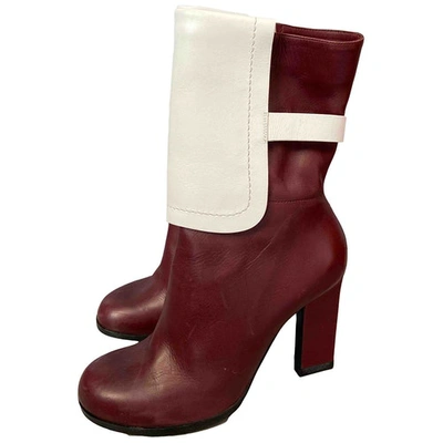 Pre-owned Jil Sander Leather Boots In Burgundy