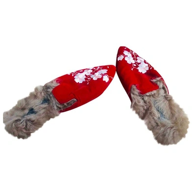 Pre-owned Gia Couture Red Velvet Mules & Clogs