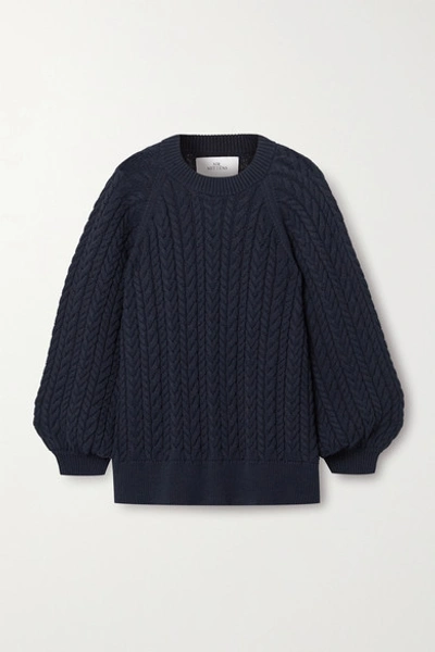 Shop I Love Mr Mittens Cable-knit Cotton Sweater In Navy