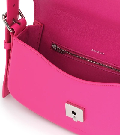 Shop Balenciaga Ghost Small Leather Shoulder Bag In Pink