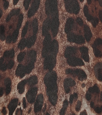 Shop Dolce & Gabbana Leopard-print Silk Trench Coat In Brown