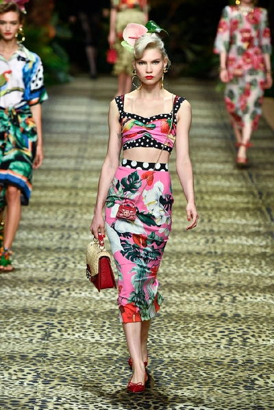 Shop Dolce & Gabbana Stretch-silk Crop Top In Multicoloured