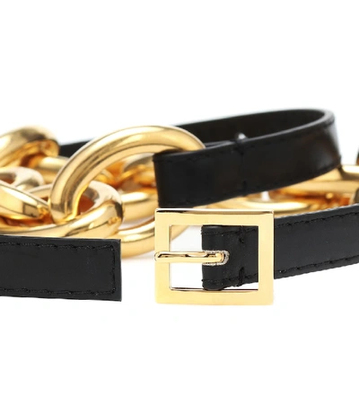 Shop Marni Chain-link Leather Belt In Black