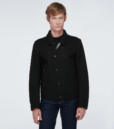 Shop Tom Ford Wool Biker Jacket In Black