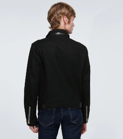 Shop Tom Ford Wool Biker Jacket In Black