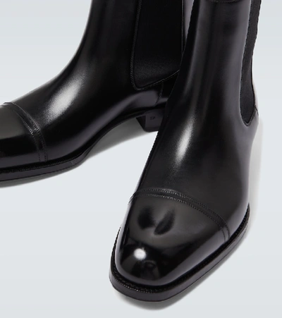 Shop Tom Ford Edgar Leather Chelsea Boots In Black