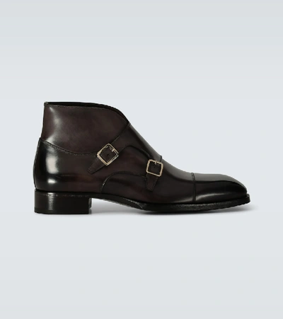 Shop Tom Ford Sutherland Double Monk Strap Shoes In Brown