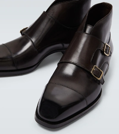 Shop Tom Ford Sutherland Double Monk Strap Shoes In Brown