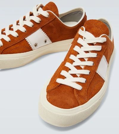 Shop Tom Ford Cambridge Suede Sneakers In Orange