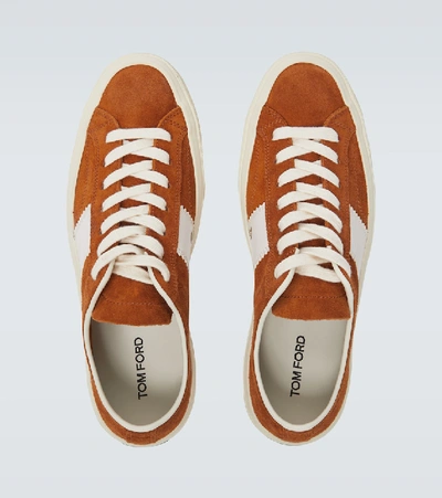 Shop Tom Ford Cambridge Suede Sneakers In Orange