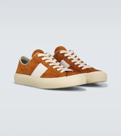 Shop Tom Ford Cambridge Suede Sneakers In Orange