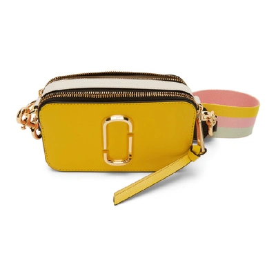 Shop Marc Jacobs Yellow And White Small Snapshot Bag In 756 Plantai