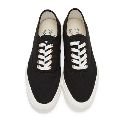 Shop Maison Kitsuné Maison Kitsune Black Canvas Laced Sneakers