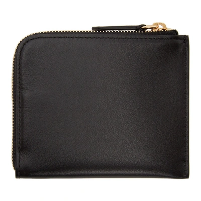 Shop Maison Kitsuné Maison Kitsune Black Leather Tricolor Fox Coin Purse In Bk Black