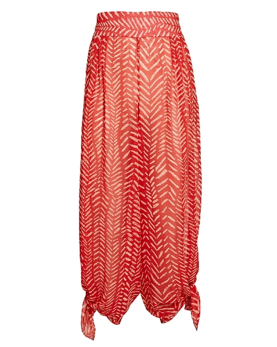 Shop Johanna Ortiz Transit To The Stars Printed Ankle-tie Pants In Red