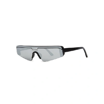 Shop Balenciaga Mirrored Rectangle-frame Sunglasses In Silver