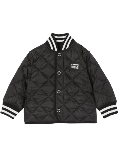 Shop Burberry Diamond Quilted Bomber Jacket In Black ,white
