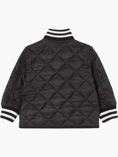 Shop Burberry Diamond Quilted Bomber Jacket In Black ,white