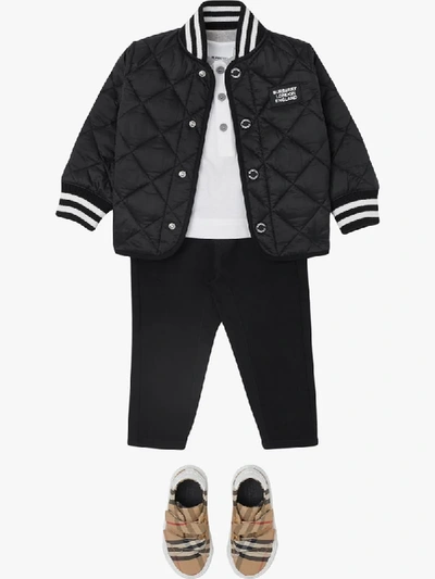 Shop Burberry Diamond Quilted Bomber Jacket In Black ,white