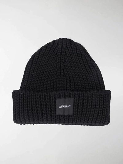 Shop Off-white Logo Patch Beanie In 1000