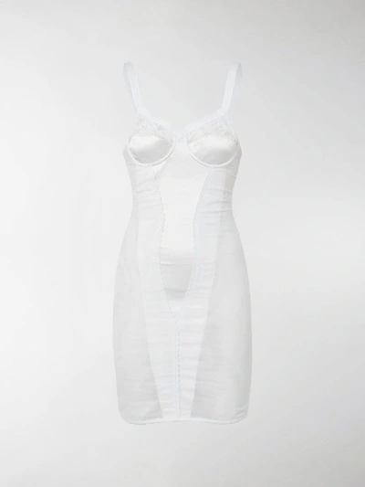 Shop Burberry Lace Detail Corset Dress In White