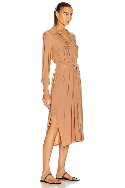 Shop L Agence Rivi Long Shirt Dress In Nude