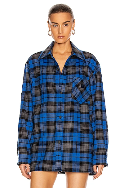 Shop Acne Studios Salak Flannel Face Shirt In Ink Blue