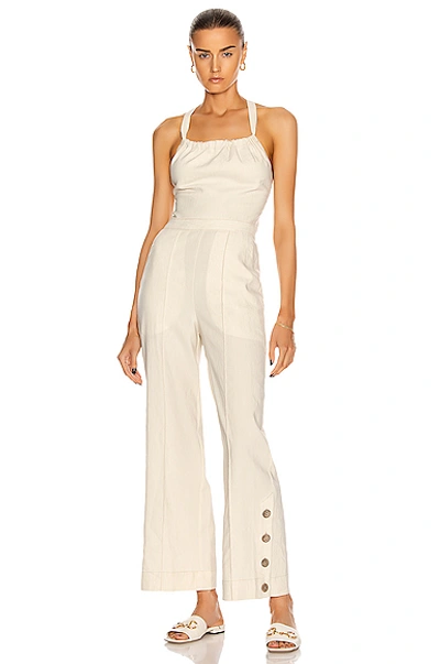 Shop Jonathan Simkhai Stephanie Open Back Jumpsuit In Ecru