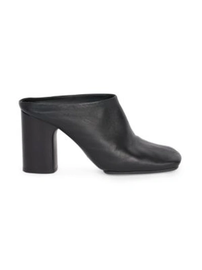 Shop Acne Studios Women's Bathy Square-toe Leather Mules In Black