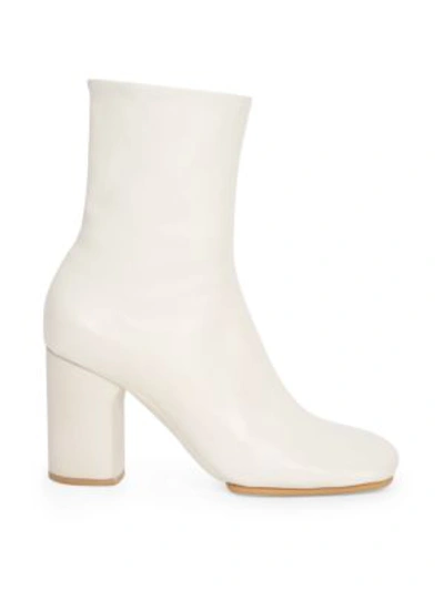 Shop Acne Studios Women's Bathy Square-toe Leather Ankle Boots In Off White