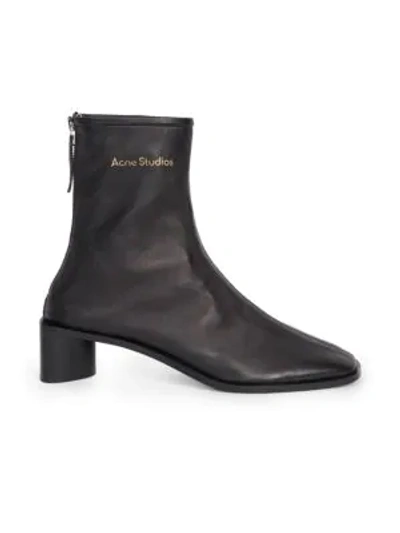 Shop Acne Studios Women's Bertine Square-toe Leather Ankle Boots In Black