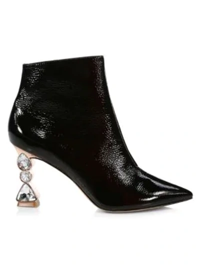 Shop Sophia Webster Bijou Jewel-heel Patent Leather Ankle Boots In Black