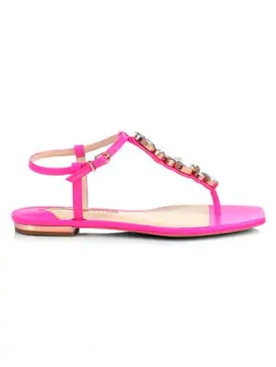 Shop Sophia Webster Ritzy Embellished Leather Thong Sandals In Neon Fuchsia