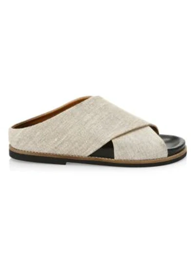 Shop Ganni Flat Linen Sandals