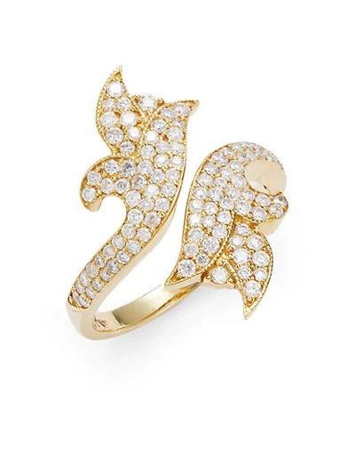 Shop Sara Weinstock French Tulip 18k Yellow Gold & Diamond Bypass Ring