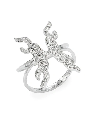 Shop Sara Weinstock Taj 18k White Gold & Diamond Butterfly Wing Ring